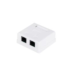 Розетка,  Кат.6,  UTP 8P8C RJ45 2 порта , накладна, біла ATCOM