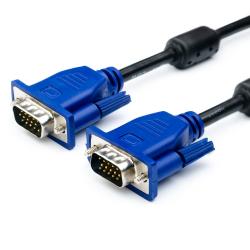 Кабель VGA 1.8 meters 2феррита черный с синим DE-15Hd пакет 1080P 3+9 ATcom